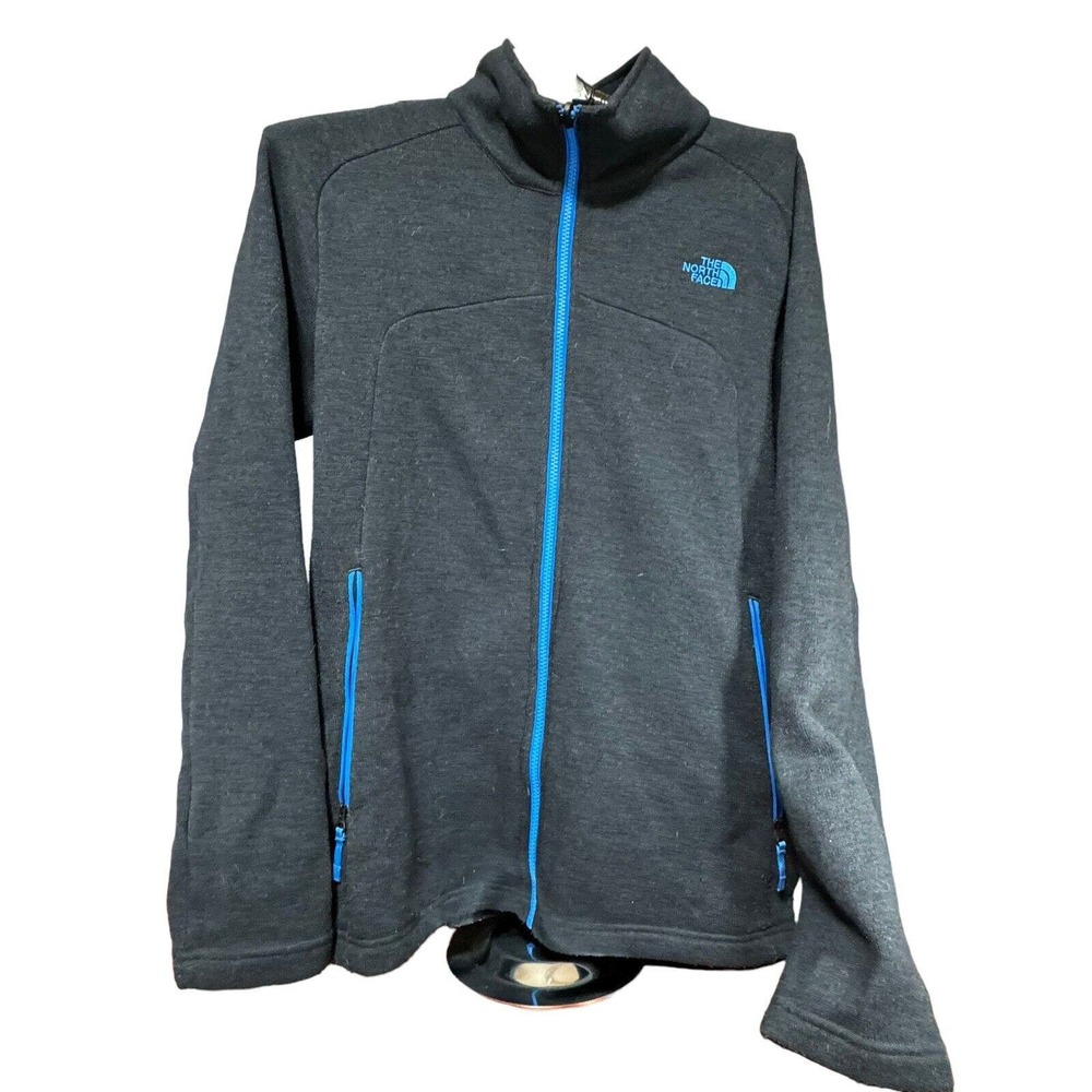 Men's The North Face Polyester Full Zip Up Woven Sweater Size Medium Blue